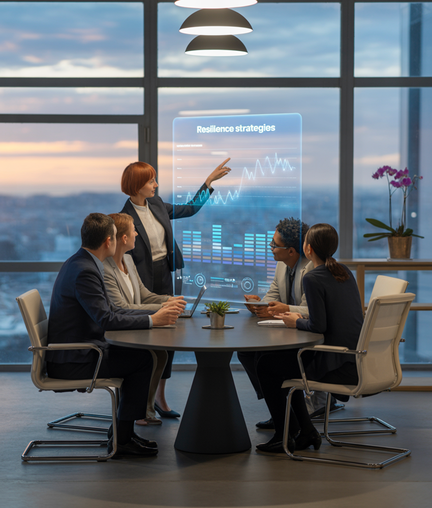 Consulting team reviewing resilience strategies