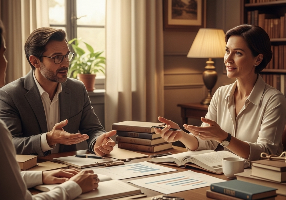 Mentoring session around a table