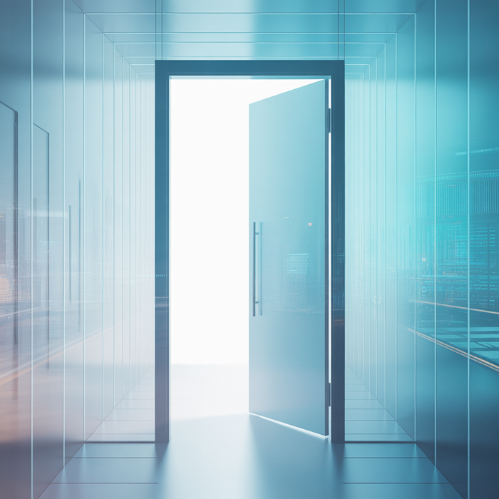 Open door with light as metaphor for opportunity